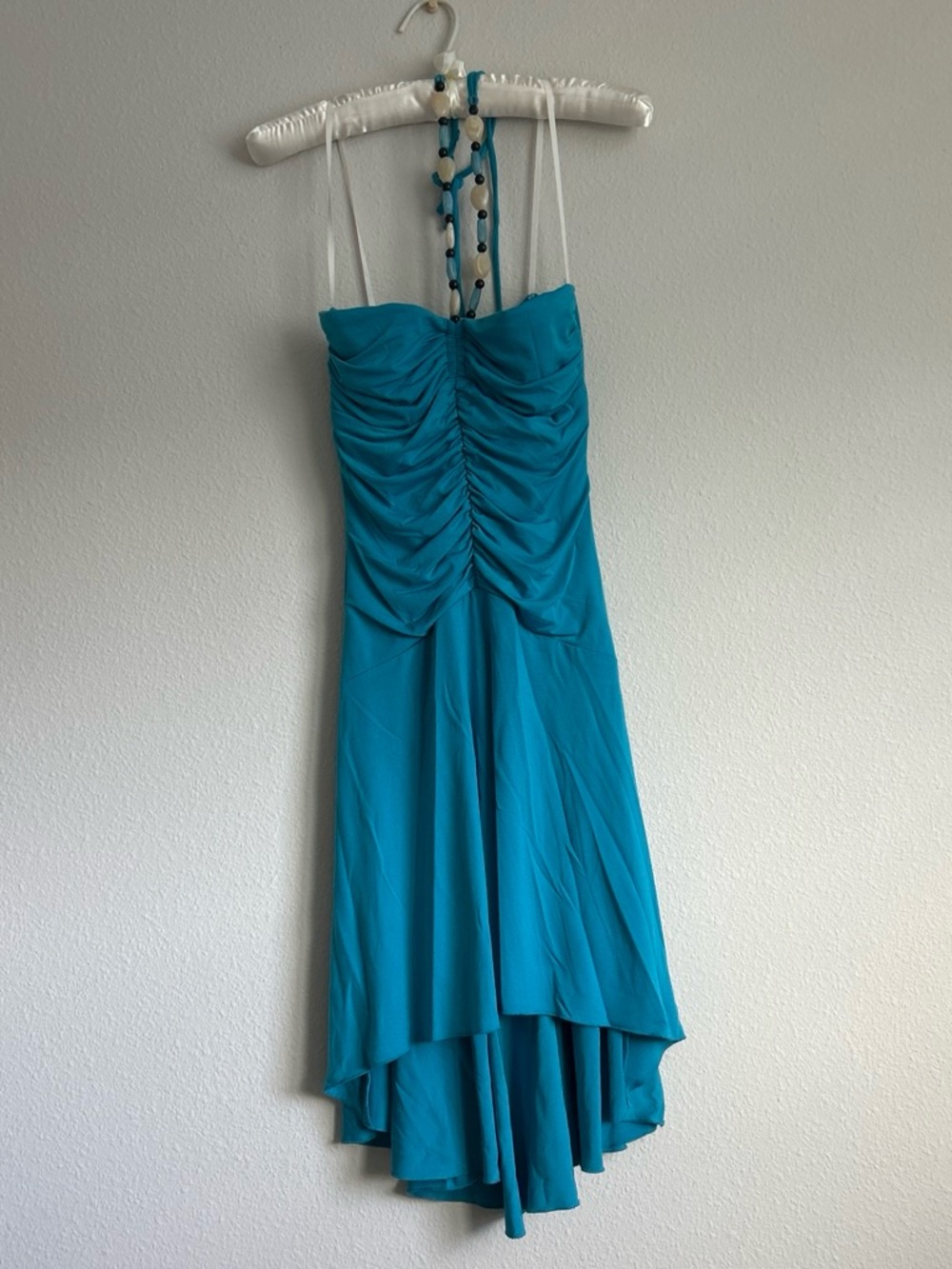 STUNNING Y2K Jodi Kristopher Teal Strapless Ruched Mini Dress - Picture 3 of 7